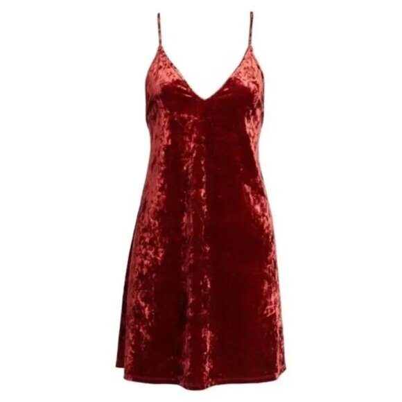 Revolve Privacy Please Raymore velvet Mini Dress Crushed Red Rust Size Small - Picture 9 of 16